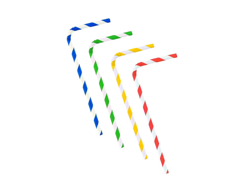 Csíkos papír szívószálak vegyes színekben - 100 db.