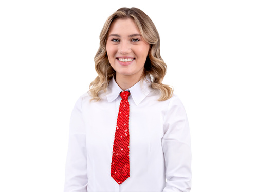 Flitteres nyakkendő - piros - 36 cm - 1 db.