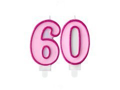Rózsaszín számgyertyák - 60 - hatvan - 2 db.
