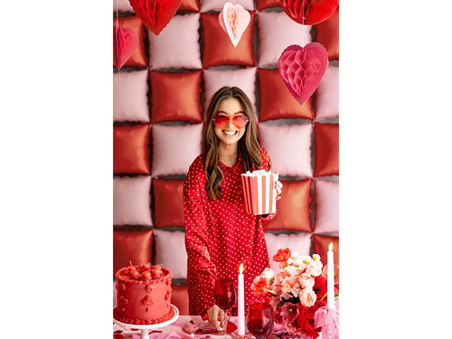 Piros és rózsaszín csíkos popcorn dobozok - 6 db.