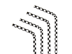 Kockás születésnapi szívószálak - 19,5 cm - 10 db.