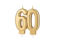 Arany 60. évfordulós gyertya - 7,7 cm - 1 db.