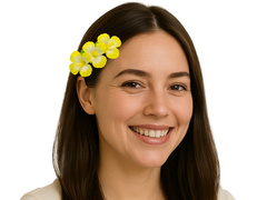 Hawaii virágos kitűző sárga - 1 db.