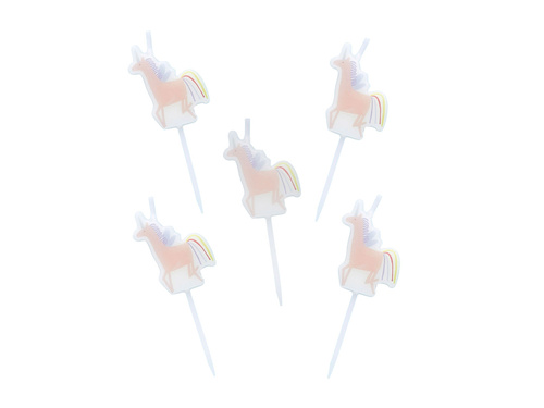 Egyszarvú piknik gyertyák - 5 db.