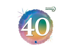 Happy 40 szivárványos kerek fólialufi - 14" - 1 db.