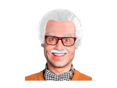 Nagyapa fejdísze bajusszal és szemüveggel