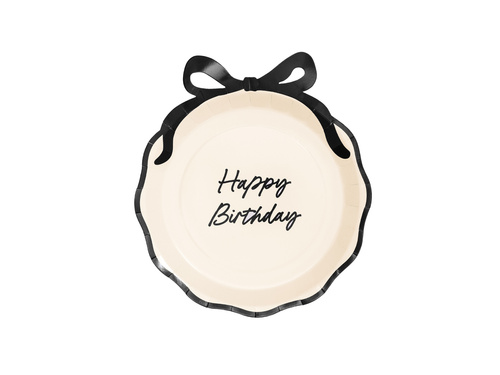 Boldog születésnapot papírtányér masnival - 24 cm - 6 db.