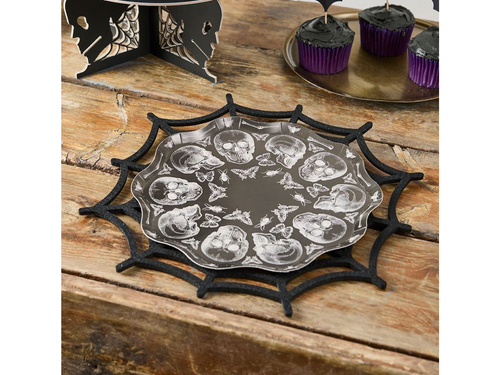 Halloween papír tányérok koponyákkal - 23 cm - 8 db.