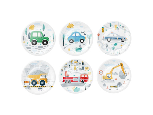 Papírtányérok az autók születésnapjára - 18 cm - 6 db.