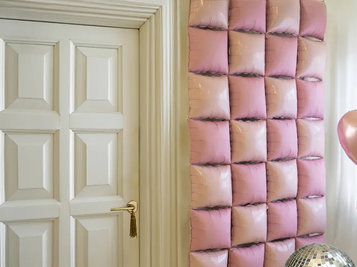 Fólia léggömbök négyzetek piszkos rózsaszín - 35 x 35 cm - 4 db.