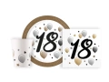 Csészék + tányérok + papírszalvéták 18. születésnapra - 36 db.