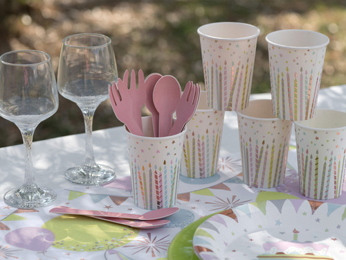 Papírpoharak Boldog születésnapot gyertyák - 270 ml - 10 db.