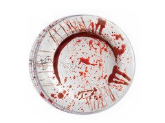 Halloween papírtányér vérfoltos - 23 cm - 6 db.