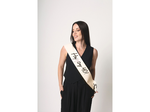 Bézs színű szíj Happy 40 felirattal - 1 db.