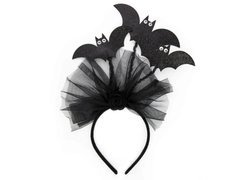 Halloween fejpánt tüllel és denevérekkel - 1 db.