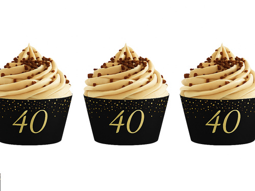 Szikrázó cupcake liners negyvenedik születésnapra - 6 db.