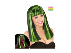 Fekete és zöld neon Patsy paróka kiemelésekkel