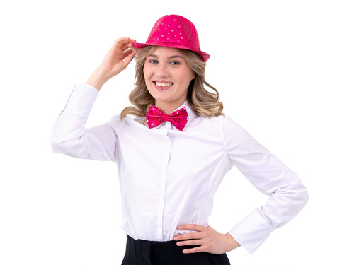 Rózsaszín flitteres kalap - 1 db.