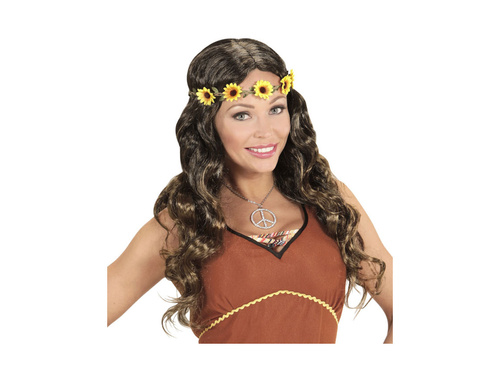 Barna hippi paróka napraforgó fejpánttal
