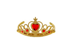 Arany tiara piros ékszerekkel