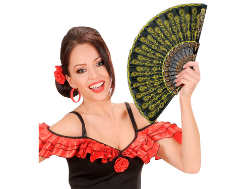 Spanyol legyező fekete és arany színben - 1 db.