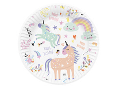 Egyszarvú és szivárványos születésnapi papírtányér - 23 cm - 8 db.