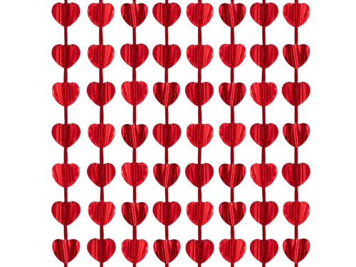 Szívek függönye piros - 100 x 200 cm - 1 db.
