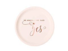 Papírtányérok női estére Igent mondott rózsaszín - 18 cm - 6 db.