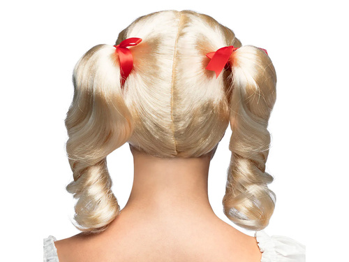 Szőke paróka lófarokkal és szalagokkal