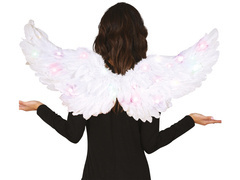 Világító fehér angyalszárnyak tollakkal - 1 db.