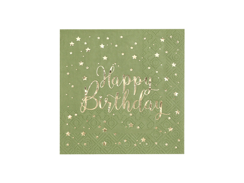Boldog születésnapot olíva szalvéták - 25 cm - 20 db.