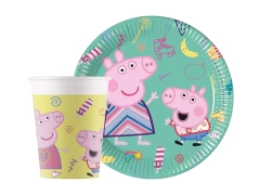 Peppa Pig születésnapi papírpohár + tányér készlet - 16 db.