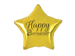 Boldog születésnapot arany csillag fólialufi - 48 cm - 1 db.