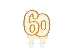 60. születésnapi gyertya arany peremmel - 1 db.
