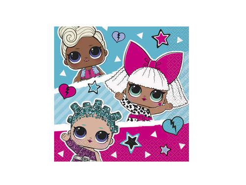 LOL Surprise szalvéták - 33 cm - 16 db.