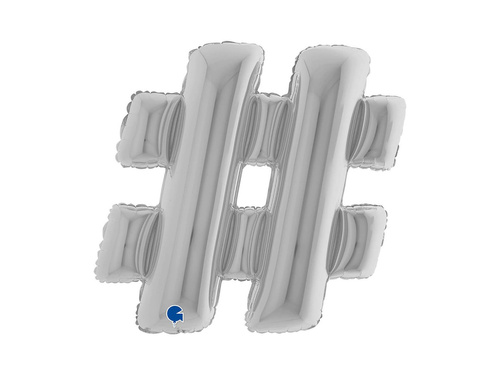 Fólia lufi különleges jel # hashtag ezüst - 40" - 1 db.