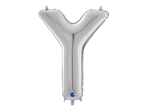 Ezüst Y betűs fólialufi - 66 cm - 1 db.