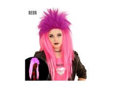 Neon rózsaszín és lila punk paróka