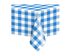 Kék-fehér kockás fóliás terítő - 137 x 274 cm - 1 db.