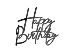 Boldog születésnapot tortadísz - fekete - 1 db.