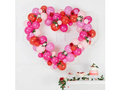 Piros léggömb füzér keretben Szív - 104 elem