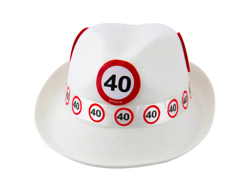 Fehér kalap 40. születésnapra - 1 db.