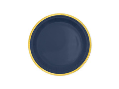 Tengerészkék papírtányérok arany peremmel - 18 cm - 6 db.