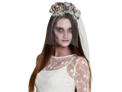 Fejpánt fátyollal és koponyákkal - 1 db.