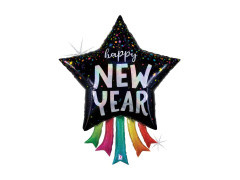 Fólia csillag Boldog évet lufi - 36" - 1 db.