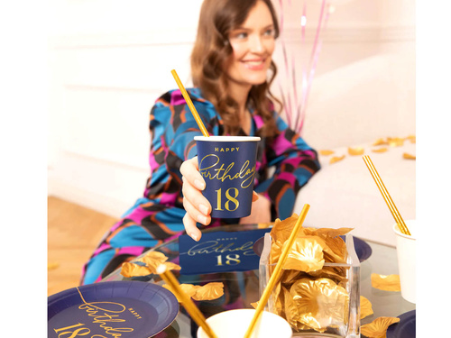 Tizennyolcadik születésnapi papírpoharak tengerészkék - 220 ml - 6 db.