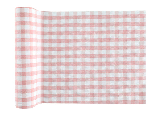 Rózsaszín kockás asztali futó dekoráció - 26 cm x 3 m - 1 db.
