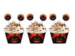 Sötét sütőtök cupcake dekorációs készlet - 12 db.