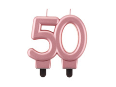 Ötvenedik születésnapi gyertya rózsaarany - 1 db.