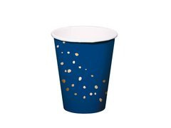 Foltos tengerészkék papírpoharak - 250 ml - 8 db.